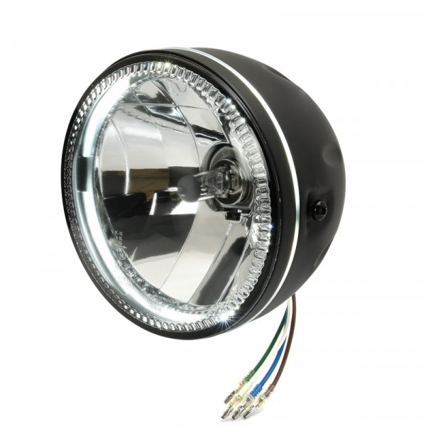 5,5 Scheinwerfer Grooved mit LED Standlicht in Side-Mount-Gehäuse schwarz