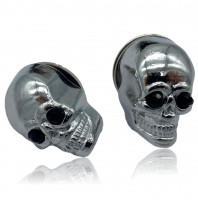 Kennzeichenschrauben - 2er Set verchromte Totenkopfschraube ca. 25 mm schwarze Augen