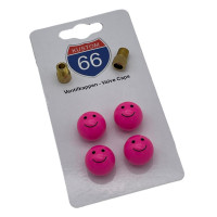 4er Set Ventilkappen, Smiley pink