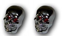 Verchromte Totenkopfschraube 25 mm mit roten Diamond Eyes, 2er Set