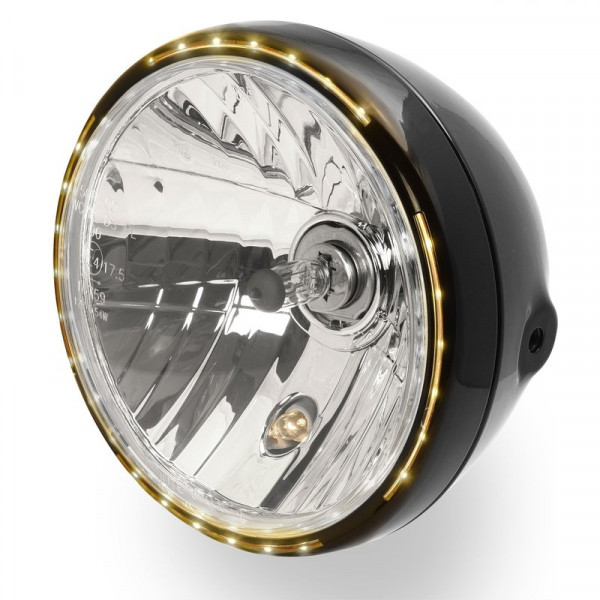 7 Scheinwerfer Sidemount mit LED Standlichtring schwarz